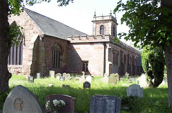 North East aspect of Bangor-on-Dee Church on a Spring Day